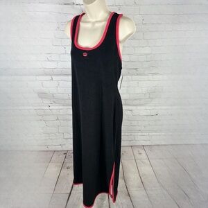 Juicy Couture XL Womens Towel Terry Cloth Midi T-shirt Dress in Black Y2K